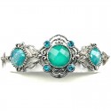 Aqua Blue Three Round Rhinestone Wave Fashion Bracelet