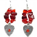 Red Natural Stone Heart Drop Earrings