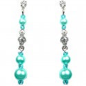 Blue Pearl Clear Diamante Linear Drop Earrings