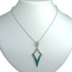 Fashion Jewellery, Costume Necklace, Blue Diamante Open Kite Lozenge Pendant & Chain