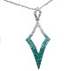 Fashion Jewellery, Costume Necklace, Blue Diamante Open Kite Lozenge Pendant & Chain