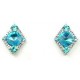 Fashion Earring Studs, Blue Rhinestone Diamante Kite Rhombus Stud Earrings