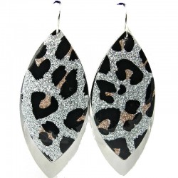 Animal Leopard Print Silver Plated Teardrop Earrings