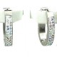 Chic Costume Jewellery, Fashion Clear AB Diamante White Enamel Silver Oval Hoop Earrings