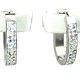 Chic Costume Jewellery, Fashion Clear AB Diamante White Enamel Silver Oval Hoop Earrings
