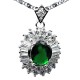 Costume Jewellery Necklaces UK, Fashion Pendants, Women Gift, Emerald Green Oval Cubic Zirconia Halo Cluster CZ Pendant Necklace