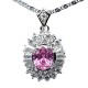 Costume Jewellery Pendants, Fashion Necklaces, Woman Girls Gifts Pink Oval Cubic Zirconia Halo Cluster CZ Necklace Pendant