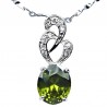 Costume Jewellery Lime Green Oval Cubic Zirconia CZ Twist Pendant with Fashion Chain Necklace