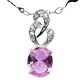 Costume Jewellery Necklace, Pink Oval Cubic Zirconia CZ Twist Pendant with Fashion Chain