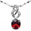 Red Oval Cubic Zirconia CZ Twist Pendant