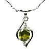 Lime Green Cubic Zirconia CZ Swirl Whirl Pendant with Costume Jewellery Fashion Chain Necklace