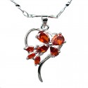 Red Cubic Zirconia CZ Butterfly Open Heart Pendant