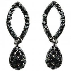 Dressy Costume Jewellery, Black Diamante Pave Open Teardrop Fashion Dainty drop Earrings