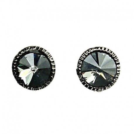 Smokey Grey Round Rhinestone Stud Earrings