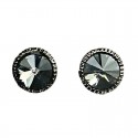 Smokey Grey Round Rhinestone Stud Earrings