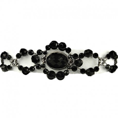 Simple Costume Jewellery, Chic Black Oval Rhinestone Bead Pearl Fashion Bracelet