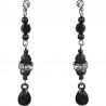 Chic Dressy Costume Jewellery, Black Pear Shape Teardrop Rhinestone Long Linear Bead Fashion Drop Earrings