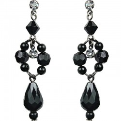 Chic Fashion Jewellery, Dangling Black Teardrop Bead Pearl Costume Drop Earrings