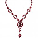Red Oval Rhinestone Bead Fashion Pearl Y-shaped Necklace