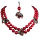 Costume Jewellery, Glamour Red Teardrop Rhinestone Multi Style Fashion Pearl Dressy Necklace
