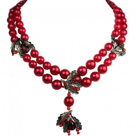 Costume Jewellery, Glamour Red Teardrop Rhinestone Multi Style Fashion Pearl Dressy Necklace