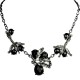 Costume Jewellery, Fashion Black Teardrop Rhinestone Dressy Floral Necklace