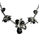Costume Jewellery, Fashion Black Teardrop Rhinestone Dressy Floral Necklace