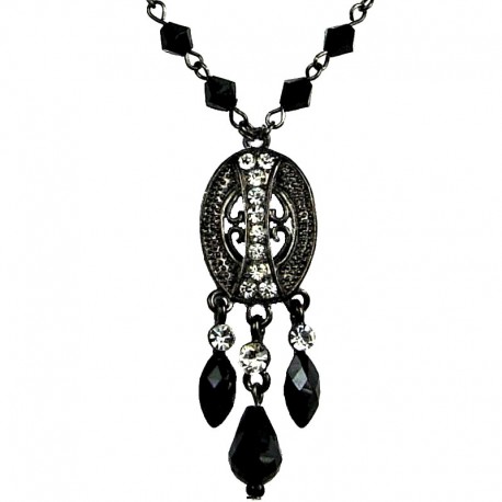 Simple Costume Jewellery, Chic Black Trendy Teardrop Fashion Oval Pendant Necklace