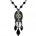 Black Trendy Teardrop Fashion Oval Pendant Necklace