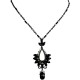 Chic Costume Jewellery for Fashion Women, Black Rhinestone Diamante Teardrop Pendant Drop Necklace