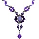 Chic Costume Jewellery, Purple Oval Rhinestone Bead Fashion Pearl Y-shaped Necklace