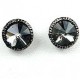 Smokey Grey Round Rhinestone Stud Earrings