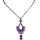 Chic Costume Jewellery for Fashion Women, Purple Rhinestone Diamante Teardrop Pendant Drop Necklace