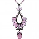 Pink Rhinestone Diamante Teardrop Pendant Drop Necklace
