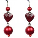 Red Heart Rhinestone Pearl Drop Earrings