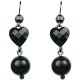 Chic Fashion Jewellery, Black Heart Rhinestone Fashion Pearl Drop Earrings