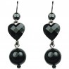 Chic Fashion Jewellery, Black Heart Rhinestone Fashion Pearl Drop Earrings