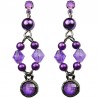 Chic Costume Jewellery, Dangling Purple Round Rhinestone Bead Fashion Pearl Drop Earrings