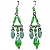 Chic Costume Jewellery, Fashion Green Teardrop Rhinestone Bead Chandelier Drop Earrings
