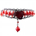 Red Heart Rhinestone Pearl Bracelet