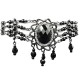 Statement Costume Jewellery, Black Oval Rhinestone Waterfall Pearl Bead Fashion Bracelet