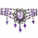 Purple Oval Rhinestone Waterfall Pearl Bead Fashion Bracelet
