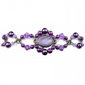 Purple Oval Rhinestone Bead Pearl Fashion Bracelet