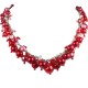 Statement Costume Jewellery, Red Illusion Fashion Pearl Cluster Necklace