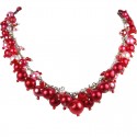 Red Illusion Pearl Cluster Necklace