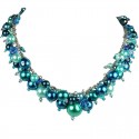 Blue Illusion Pearl Cluster Necklace