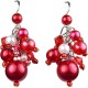Chic Costume Jewellery, Red Illusion Fashion Pearl Cluster Dangle Earrings