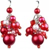 Chic Costume Jewellery, Red Illusion Fashion Pearl Cluster Dangle Earrings