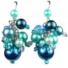 Chic Costume Jewellery, Blue Illusion Fashion Pearl Cluster Dangle Earrings