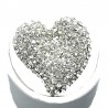 Big Bold Fashion Jewellery, Clear Diamante Large Heart Statement Costume Ring